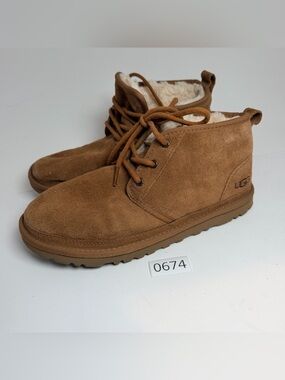 UGG Chestnut Suede Chukka Boots with Shearling Collar